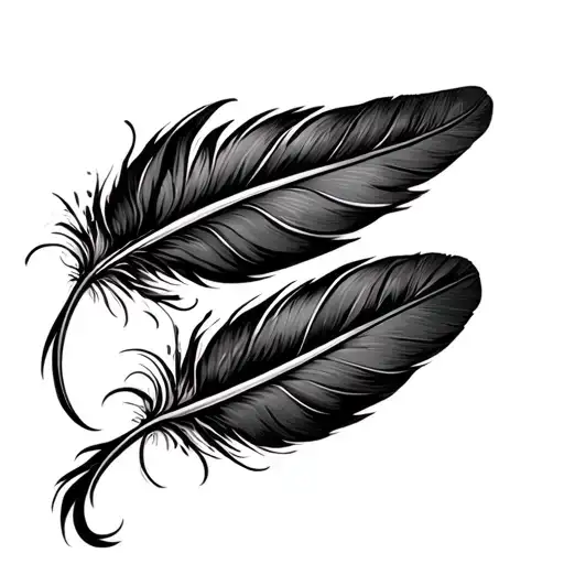 3 feathers hanging from the top tattoo design idea