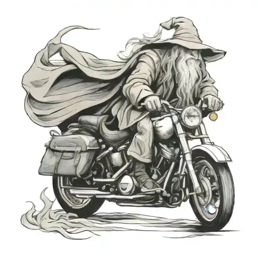 Gandalf Rides Harley Davidson tattoo design idea