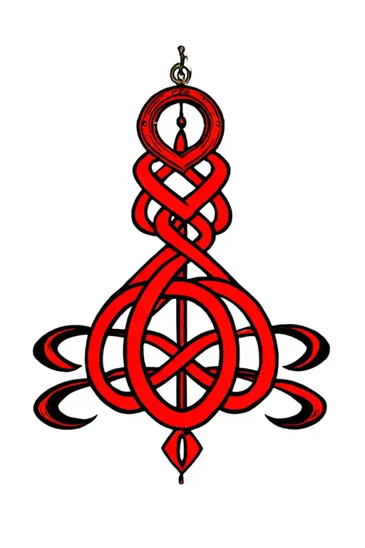 the name Maurice going up and dowm with symbol intertwined representing love, strength, protection, and peace tattoo design idea