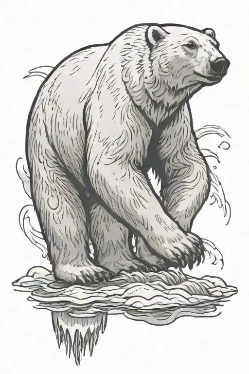 polar bear standing tattoo design idea