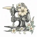 sewing machine hawaii  cocktail wave plumeria cushions tattoo design idea