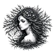sexy but subtle modest dryad goddess tattoo oak or willow tree line tattoo modern feminine healing  tattoo design idea