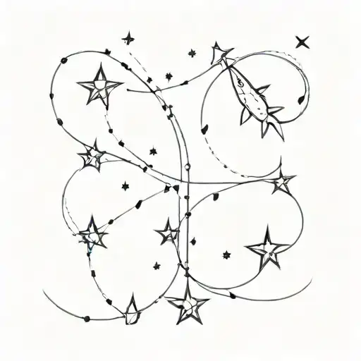 "AJAY" and pisces constellation tattoo design idea