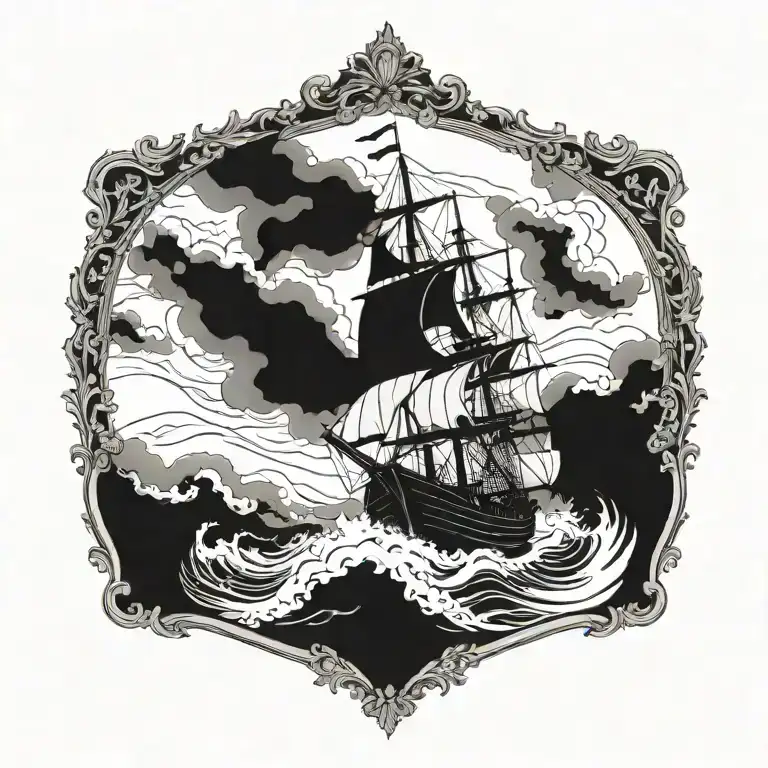 boat 18th century tattoo design idea