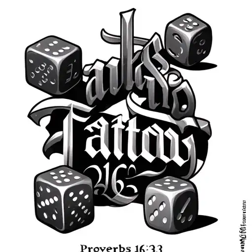 "Proverbs 16:33" dice set tattoo design idea