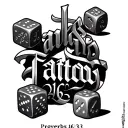 "Proverbs 16:33" dice set tattoo design idea