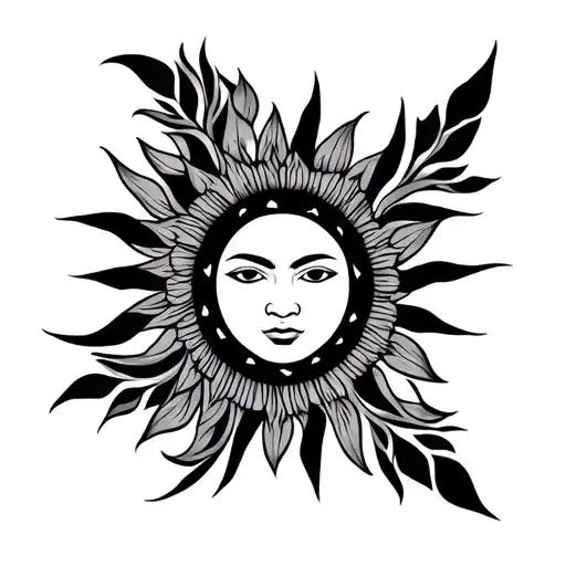 filipino tribal tatoo mixed with sun tattoo design idea