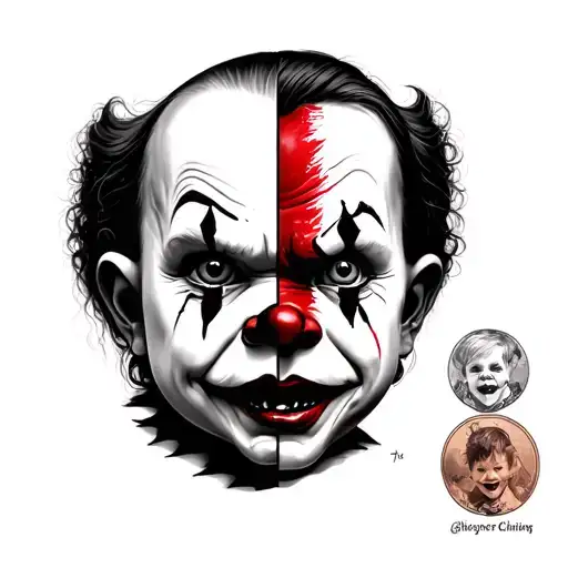 half pennywise half chucky face tattoo tattoo design idea