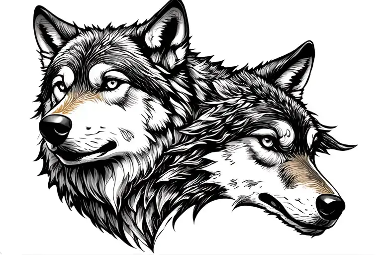 bold lining front face lone wolf chest tattoo tattoo design idea