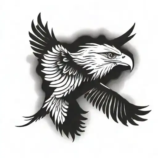 eagle soaring above clouds leaving a feather behind that has the words live with every breath tattoo design idea