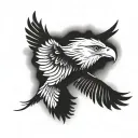eagle soaring above clouds leaving a feather behind that has the words live with every breath tattoo design idea