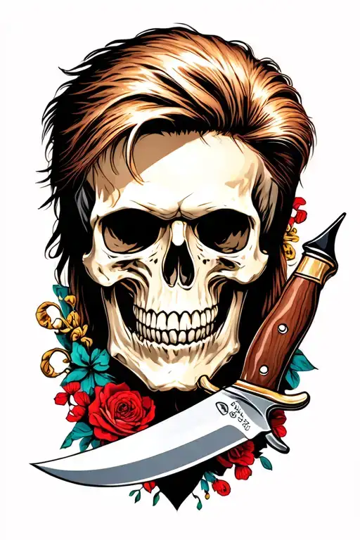 skull and bowie knife  tattoo design idea
