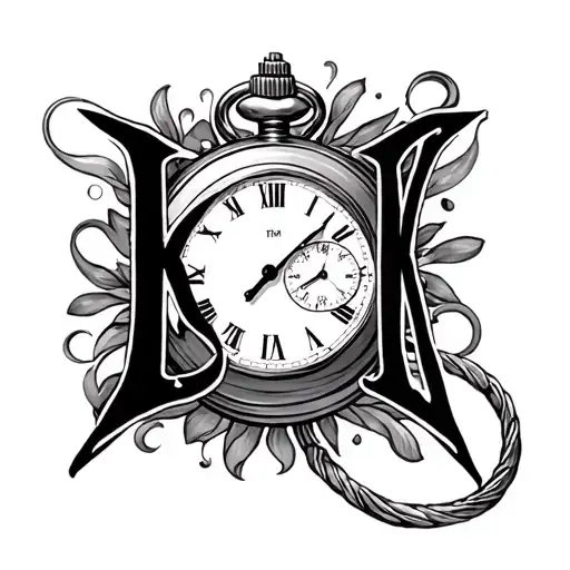 "Kim" pocketwatch tattoo design idea