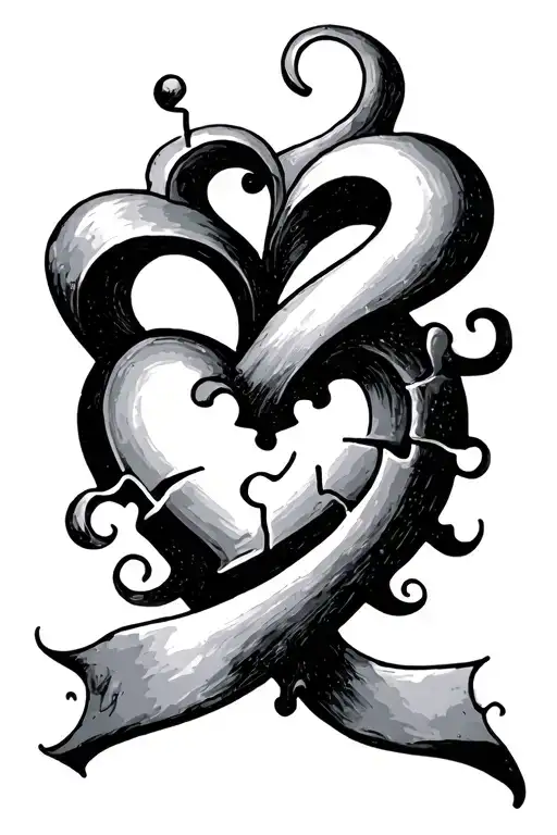 Infinite heart puzzle piece tattoo design idea