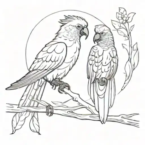 Black cockatoo & lyrebird tattoo design idea
