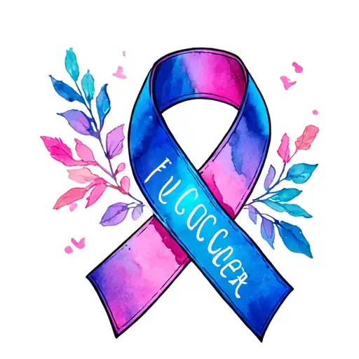 fuck cancer with ribbon  tattoo design idea