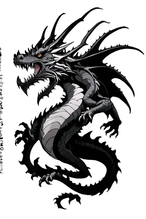 meliodases dragon sin of wrath and date 13.05.1983 under it tattoo design idea