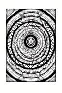 micro realism geometric black work, centered around the theme of Marcus Aurelius and stoicism, Fibonacci spiral included tattoo design idea