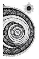 micro realism geometric black work, centered around the theme of Marcus Aurelius and stoicism, Fibonacci spiral included tattoo design idea