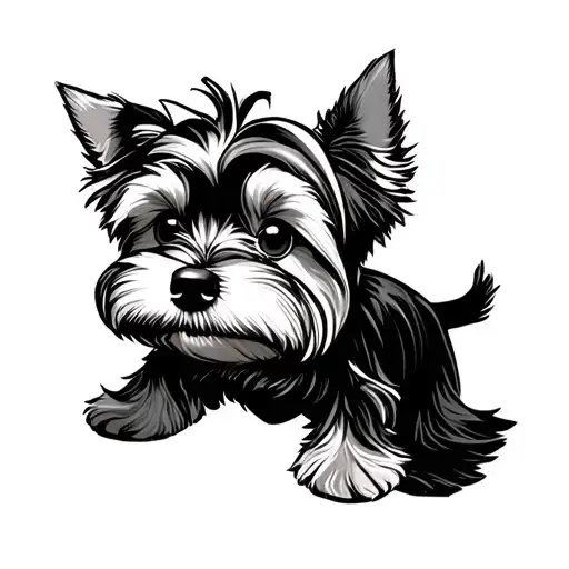 Yorkie dog in style of coco pixar tattoo design idea