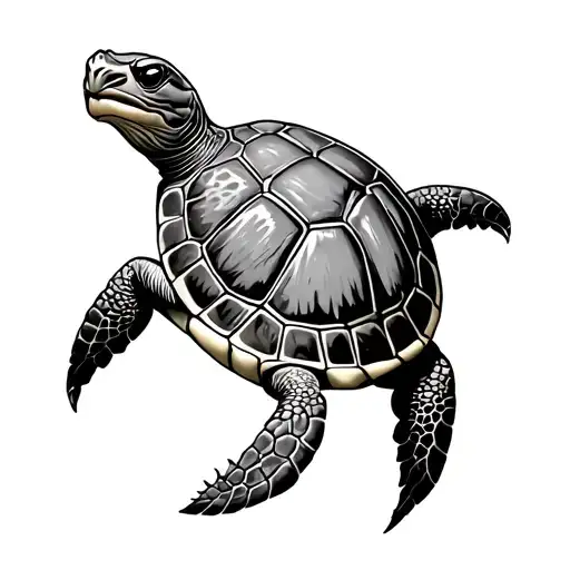 turtle biting nipple tattoo design idea