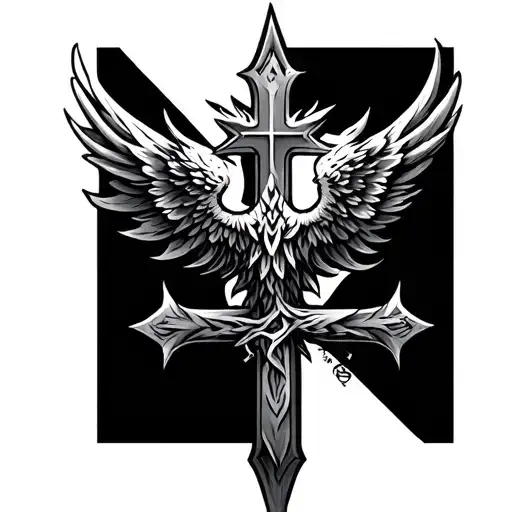Phoenix Cross tattoo design idea