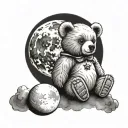 teddy bear waxing gibbous moon tattoo design idea