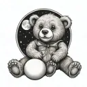 teddy bear waxing gibbous moon tattoo design idea