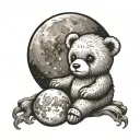 teddy bear waxing gibbous moon tattoo design idea