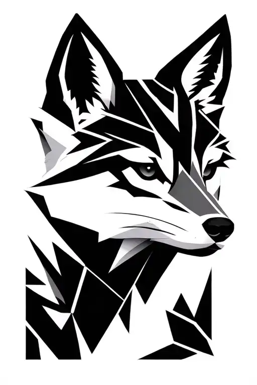 Front facing white fox looking tattoo design idea