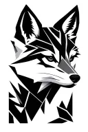 Front facing white fox looking tattoo design idea