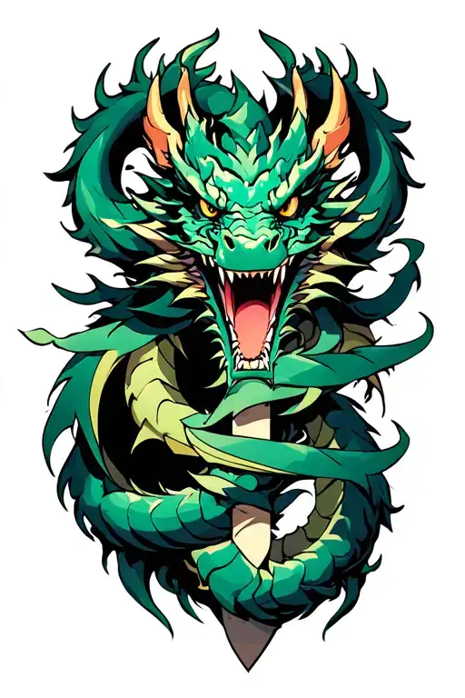 dragon cross wrapped tattoo design idea