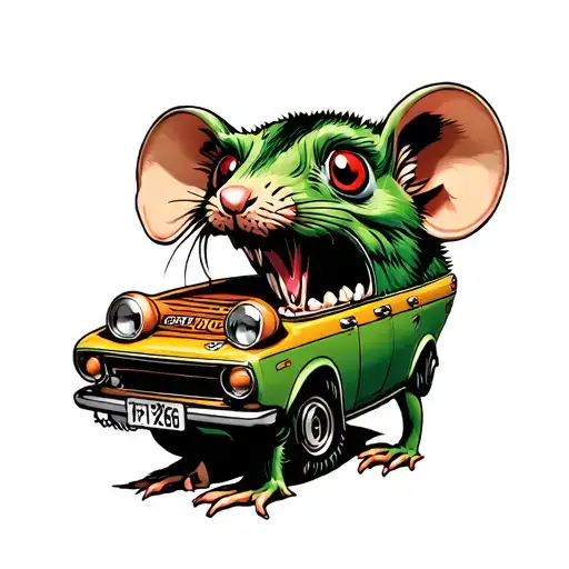 Rat fink Toyota corona tattoo design idea