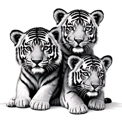 3 Tiger Cubs tattoo design idea