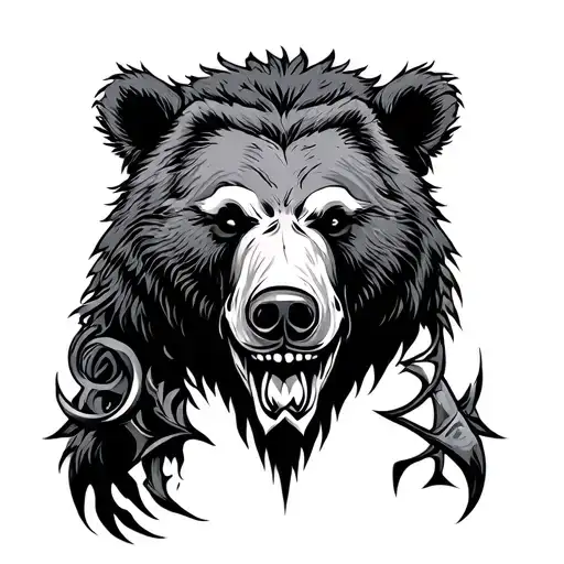 God Veles Slavs Bear tattoo design idea