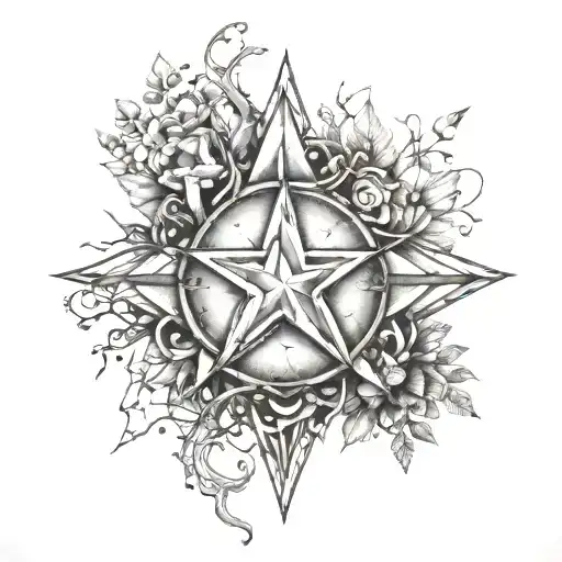 star, nature, geometrical, regrowth, resilience, crone tattoo design idea