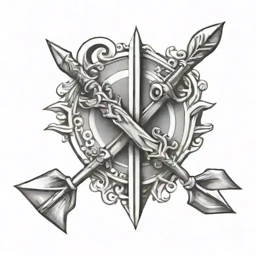 picies arrow neptune with initials inga tattoo design idea