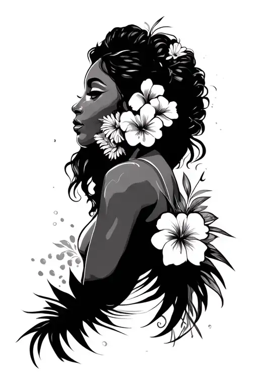 hawaiian woman tattoo design idea