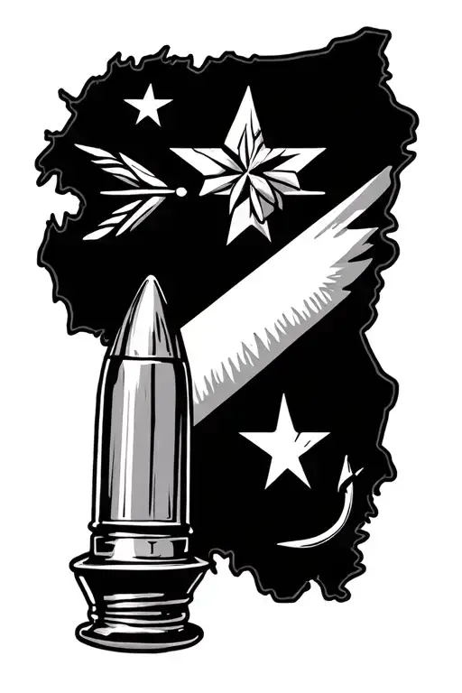 Texas State Outline, Rifle bullet, handgun bullet, shotgun shell, fish hook, arrow head tattoo design idea