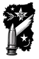 Texas State Outline, Rifle bullet, handgun bullet, shotgun shell, fish hook, arrow head tattoo design idea