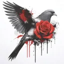 pigeon in the afterlife with rose tattoo design idea
