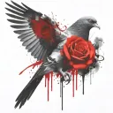 pigeon in the afterlife with rose tattoo design idea