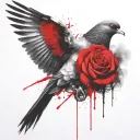 pigeon in the afterlife with rose tattoo design idea