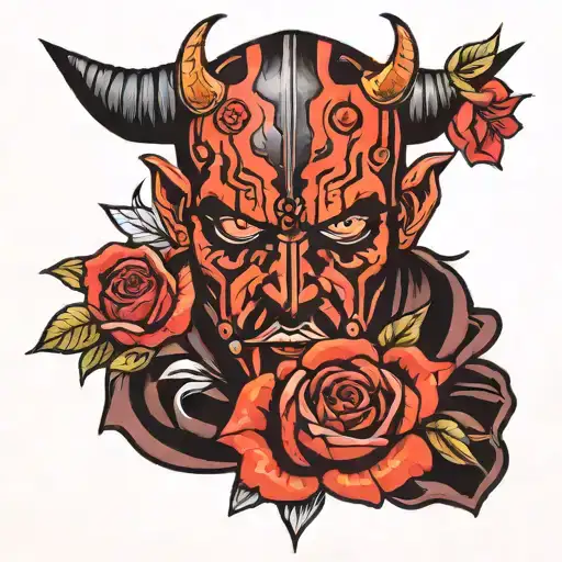 Darth Maul flowers tattoo design idea