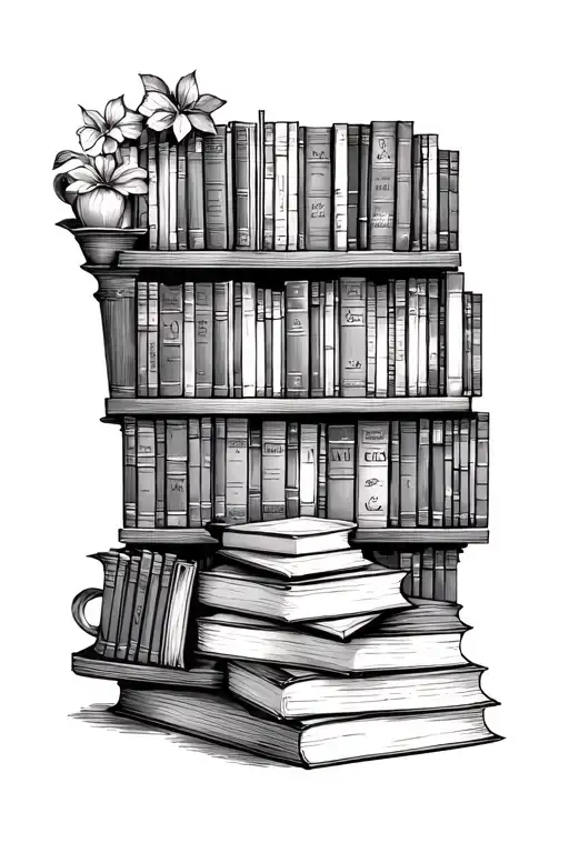 library filled with books tattoo design idea