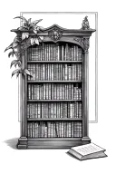 library filled with books tattoo design idea
