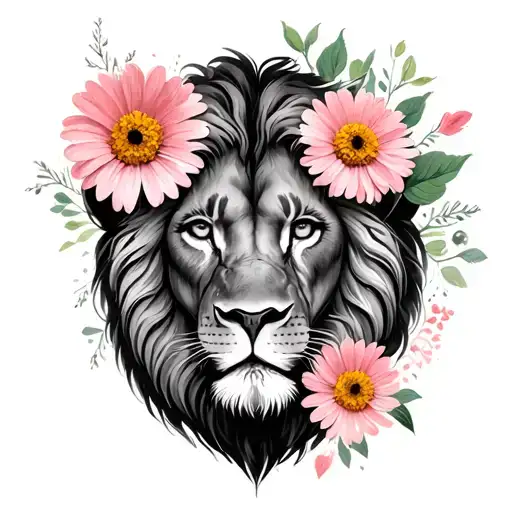 Cœur de Lion and Pink and Calendula tattoo design idea