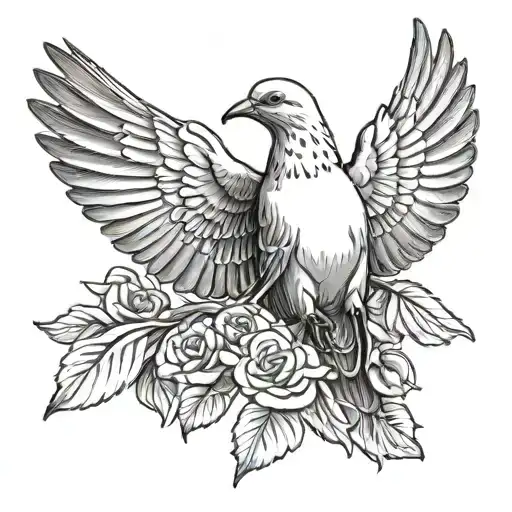 white winged dove tattoo design idea