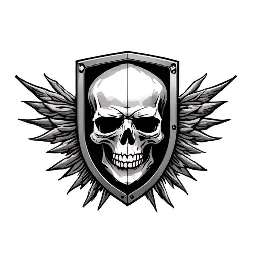 Shield skull crest tattoo design idea