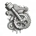 half a gear with an anvil and a hammer next to it tattoo design idea